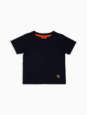 T-shirt bambino cotone tinta unita con stampa galletto colorato blu - Gallo 1927 - Official Online Shop