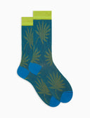 Calze corte uomo cotone fantasia foglie azzurro - Gallo 1927 - Official Online Shop