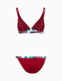 Bikini donna a vela tinta unita bordi multicolor bianco - Gallo 1927 - Official Online Shop