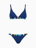 Bikini vela donna tinta unita bordi multicolor blu - Gallo 1927 - Official Online Shop