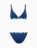 Bikini vela donna tinta unita bordi multicolor blu - Gallo 1927 - Official Online Shop