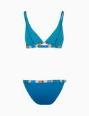 Bikini donna a vela tinta unita bordi multicolor azzurro - Gallo 1927 - Official Online Shop