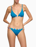 Bikini donna a vela tinta unita bordi multicolor azzurro - Gallo 1927 - Official Online Shop