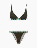 Bikini donna a vela tinta unita bordi multicolor verde - Gallo 1927 - Official Online Shop