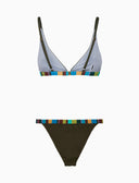 Bikini donna a vela tinta unita bordi multicolor verde - Gallo 1927 - Official Online Shop