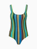 Costume intero donna a righe multicolor verde - Gallo 1927 - Official Online Shop