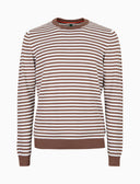 Pull uomo girocollo cotone a righe a due colori marrone - Gallo 1927 - Official Online Shop
