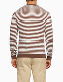 Pull uomo girocollo cotone a righe a due colori marrone - Gallo 1927 - Official Online Shop