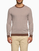 Pull uomo girocollo cotone a righe a due colori marrone - Gallo 1927 - Official Online Shop