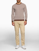 Pull uomo girocollo cotone a righe a due colori marrone - Gallo 1927 - Official Online Shop