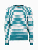 Pull uomo girocollo cotone a righe a due colori azzurro - Gallo 1927 - Official Online Shop