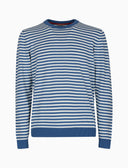 Pull uomo girocollo cotone a righe a due colori azzurro - Gallo 1927 - Official Online Shop