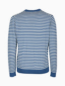 Pull uomo girocollo cotone a righe a due colori azzurro - Gallo 1927 - Official Online Shop