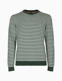 Pull uomo girocollo cotone a righe a due colori verde - Gallo 1927 - Official Online Shop