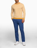 Pull uomo girocollo cotone a righe a due colori giallo - Gallo 1927 - Official Online Shop
