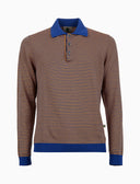 Polo uomo manica lunga maglia rasata riga windsor blu - Gallo 1927 - Official Online Shop