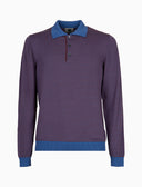 Polo uomo manica lunga maglia rasata riga windsor azzurro - Gallo 1927 - Official Online Shop