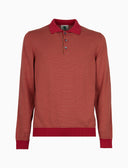Polo uomo manica lunga maglia rasata riga windsor rosso - Gallo 1927 - Official Online Shop