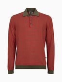Polo uomo manica lunga maglia rasata riga windsor verde - Gallo 1927 - Official Online Shop
