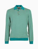 Polo uomo manica lunga maglia rasata riga windsor color pavone - Gallo 1927 - Official Online Shop