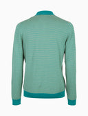 Polo uomo manica lunga maglia rasata riga windsor color pavone - Gallo 1927 - Official Online Shop