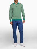 Polo uomo manica lunga maglia rasata riga windsor color pavone - Gallo 1927 - Official Online Shop