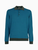 Polo uomo manica lunga maglia rasata riga windsor verde - Gallo 1927 - Official Online Shop