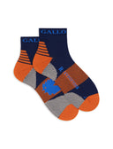 Unisex super short blue technical terry cloth socks with chevron motif