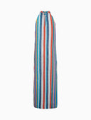 Abito donna lungo lino spalla americana multicolor bianco - Gallo 1927 - Official Online Shop