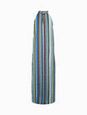 Abito donna lungo lino spalla americana multicolor verde - Gallo 1927 - Official Online Shop