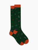 Calze lunghe uomo cotone verde fantasia carte e dadi - Gallo 1927 - Official Online Shop