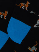 Calze lunghe donna cotone nero fantasia gatti con topini e gomitoli - Gallo 1927 - Official Online Shop
