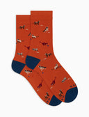 Calze corte donna cotone arancio fantasia gatti con topini e gomitoli - Gallo 1927 - Official Online Shop