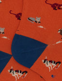 Calze corte donna cotone arancio fantasia gatti con topini e gomitoli - Gallo 1927 - Official Online Shop