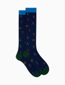 Calze lunghe uomo cotone blu fantasia gioco calcio - Gallo 1927 - Official Online Shop
