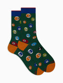 Calze corte uomo cotone verde fantasia palle da biliardo - Gallo 1927 - Official Online Shop