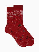 Calze corte uomo cotone rosso fantasia montagna con sciatori - Gallo 1927 - Official Online Shop