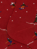 Calze corte uomo cotone rosso fantasia montagna con sciatori - Gallo 1927 - Official Online Shop