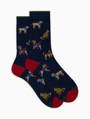 Calze corte donna cotone blu fantasia cani - Gallo 1927 - Official Online Shop