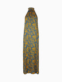 Abito lungo donna con spalla all'americana azzurro fantasia fiori, ananas e angurie - Gallo 1927 - Official Online Shop