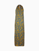 Abito lungo donna con spalla all'americana azzurro fantasia fiori, ananas e angurie - Gallo 1927 - Official Online Shop