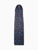 Abito lungo donna con spalla all'americana marrone fantasia fiori, ananas e angurie - Gallo 1927 - Official Online Shop