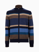 Pull lupetto uomo lana, viscosa e cashmere blu righe multicolor - Gallo 1927 - Official Online Shop