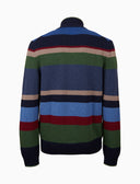 Pull lupetto uomo lana, viscosa e cashmere blu righe multicolor - Gallo 1927 - Official Online Shop