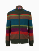 Pull lupetto uomo lana, viscosa e cashmere verde righe multicolor - Gallo 1927 - Official Online Shop