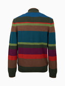 Pull lupetto uomo lana, viscosa e cashmere verde righe multicolor - Gallo 1927 - Official Online Shop