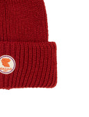 Berretto con risvolto unisex rosso a coste tinta unita - Gallo 1927 - Official Online Shop