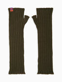 Guanto lungo senza dita donna verde a coste tinta unita - Gallo 1927 - Official Online Shop