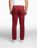 Men's long plain burgundy cotton trousers