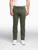 Men's long plain green cotton trousers
